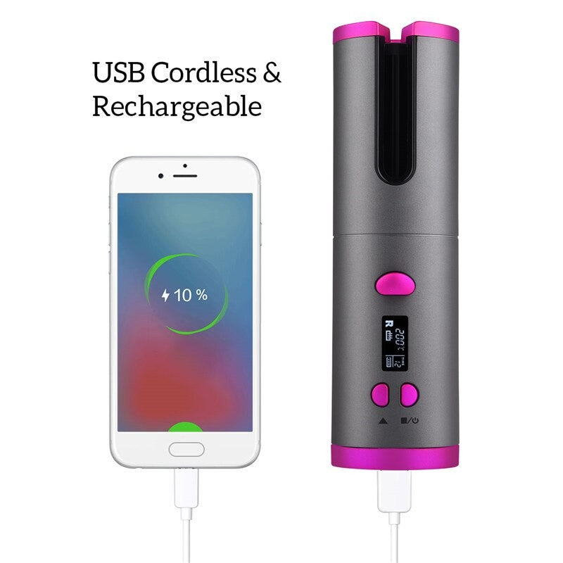 Cordless Automatic Hair Curler Iron Wireless Curling Iron USB