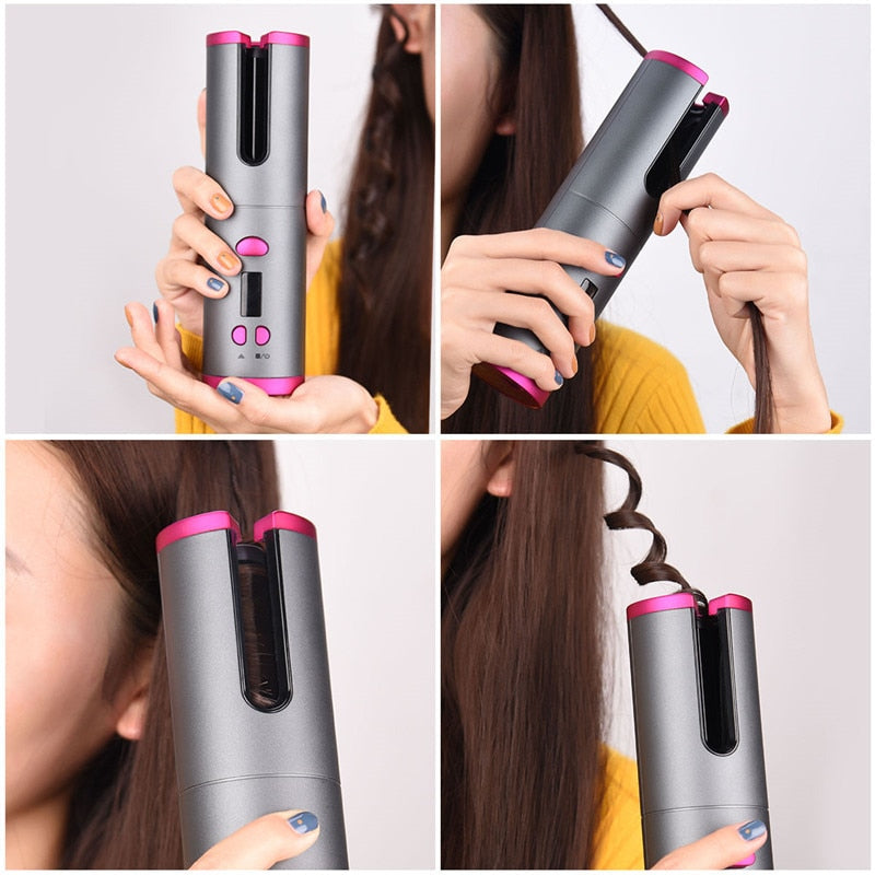 Cordless Automatic Hair Curler Iron Wireless Curling Iron USB