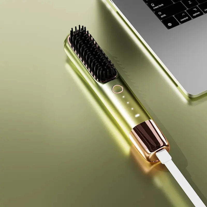 Portable Multifunctional Heating Comb Ptc 2 In 1 Hair Curler Hot Comb
